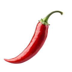 Single red chili pepper isolated on black background