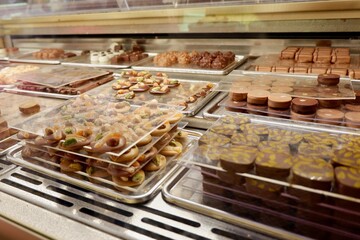 assortment of different French chocolate candies on display