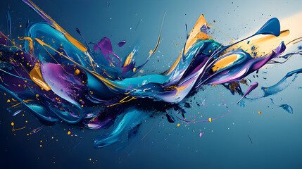 mixture of red, yellow, and white splashes, creating a sense of motion and energy on a light-colored canvas 