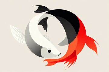 Fototapeta premium A minimalist depiction of the Pisces fish symbol, designed with two clean curves forming a yin-yang shape