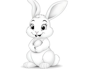 Happy Easter Bunny Holding Egg.