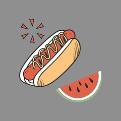 hot dog with ketchup and mustard