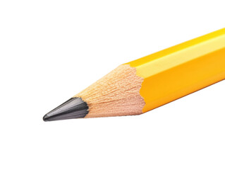 Fototapeta premium Close-up of sharpened yellow pencil tip on a light background