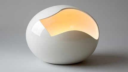 Illuminated white spherical lamp with cutout.