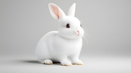 Obraz premium a cute white bunny sitting and looking with curiosity and big eyes
