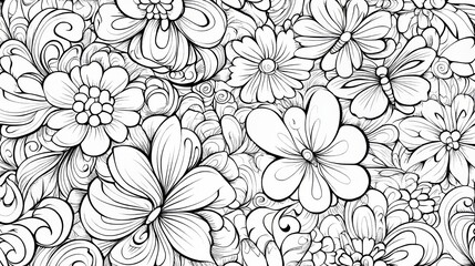 Coloring book for adults with butterfly designs to relieve stress. Tattoo idea with intricate lace patterns in black and white 