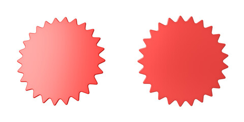 Blank minimal 3d red starburst sticker sign banner product tag label isolated on white background minimal creative idea conceptual 3D rendering