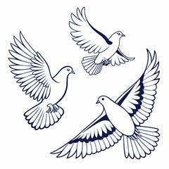 Obraz premium Depicts elegant doves in mid flight, symbolizing peace, freedom, and hope with a graphic touch.