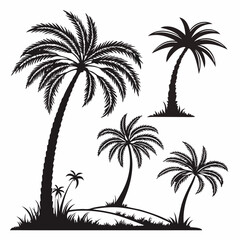Fototapeta premium Silhouette of Palm Trees set