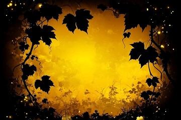 Enchanted gold garden with whimsical vines and luminous glow design