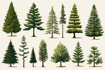 A Collection of 12 Unique Trees with Distinctive Features and Shapes