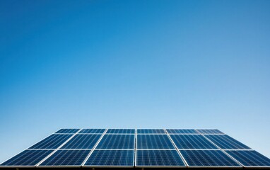 Naklejka premium Solar Panel Array Under Twilight Sky