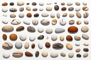 A Collection of Smooth, Oval-Shaped Stones in Various Sizes and Colors