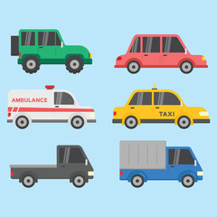 Fototapeta premium Flat style vector illustration set of cars