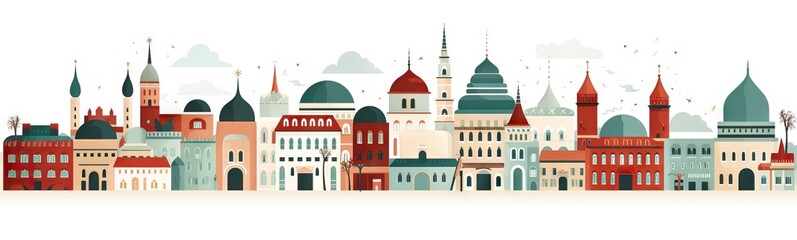 Obraz premium A Colorful Cityscape with a Mix of Old and New Architecture