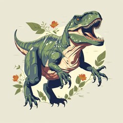 A Colorful Illustration of a Tyrannosaurus Rex in a Natural Setting