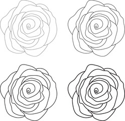 Set of Rose Outline Vector, Rose Line Art  