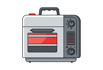 Portable Oven vectors, Vector illustrations of home appliances, featuring a cartoon-style drawing of a stove placed against a white background. The design highlights a simple and playful representatio