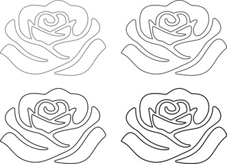 Set of Rose Line Art Silhouette Vector Illustration Design