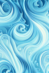 Abstrakcyjna ilustracja fal oceanicznych – dynamiczne wzory wodne, płynne linie w odcieniach błękitu, artystyczna kompozycja inspirowana morzem, estetyczne fale, nowoczesna sztuka cyfrowa, spokojna i 