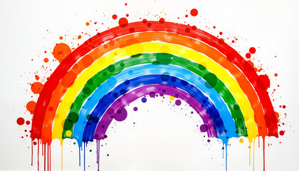 Colorful rainbow watercolor painting, symbolizing LGBTQ pride, vibrant and artistic concept for promotions during Pride Month
