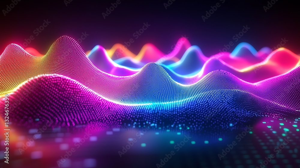 Poster Vibrant Colorful Particle Wave Abstract Background