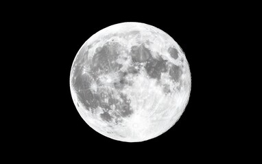 Fototapeta premium Full Moon Close Up Against Black Background
