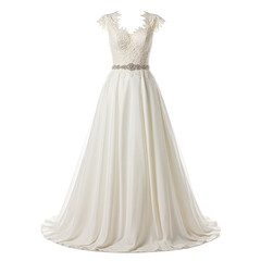 Exquisite lace wedding dress with intricate beading a full skirt and fitted bodice exudes timeless elegance for brides seeking classic sophistication