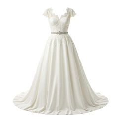 Exquisite lace wedding dress with intricate beading a full skirt and fitted bodice exudes timeless elegance for brides seeking classic sophistication