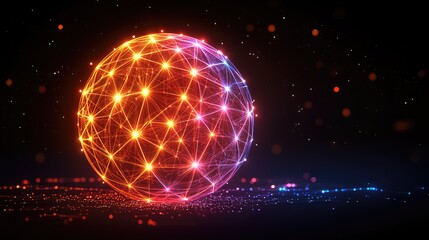 Glowing Network Sphere Representing Digital Connections in a Virtual Space
