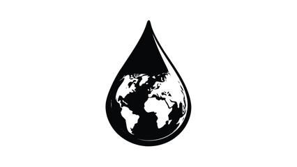Fototapeta premium Global Oil Crisis Planet Earth Inside a Black Drop of Crude