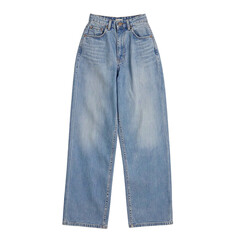 Vintage high waisted mom jeans in light wash denim isolated on white Relaxed fit with a retro touch