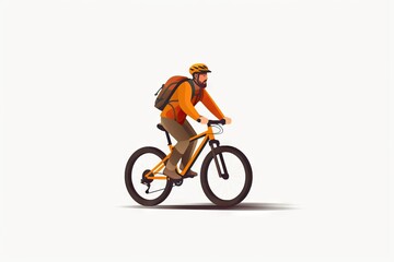 A Man Riding a Bicycle with a Backpack