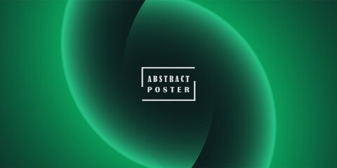 Modern green gradient poster background vector set. Minimalist style cover template with vibrant perspective 3D geometric prism shapes collection.