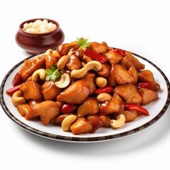 A Plate of Delicious Cashew Chicken with a Side of Nuts