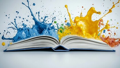 Colorful paint explodes from open book
