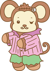 Cute Monkey Halloween vector icon. Funny baby Monkey animal series Halloween illustration.