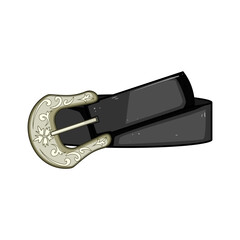 hat belt cowboy cartoon vector illustration