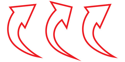 Print Black curved arrows icons set. Arrow sign in flat style. Wind movement image, process repeat symbol