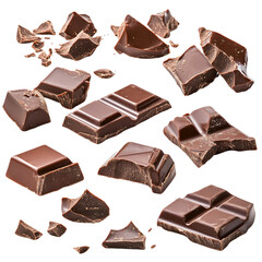 Delicious dark chocolate pieces melting in your mouth sweet treat
