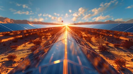 Sustainable Solar Energy Production in Arid Landscape with Bright Sunlight Reflection