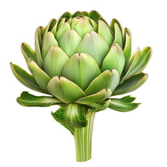 Fototapeta premium Closeup Studio Shot of a Single Artichoke, Vibrant Green, Isolated on Black Background