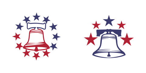  a simple, line-art-style logo featuring the Liberty Bell and stars set © hafsa01