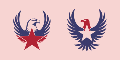 A eagle holds a star in its beak as a sign of freedom set