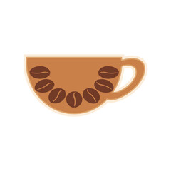 Cup of coffee sticker. Decorative element, clip art, label, badge. Vector illustration for coffee lovers.