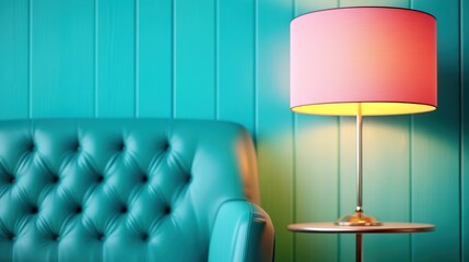 A chic sofa complemented by a stylish lamp creates a modern living space, embodying comfort and sophistication through its design and color choices, perfect for relaxation.