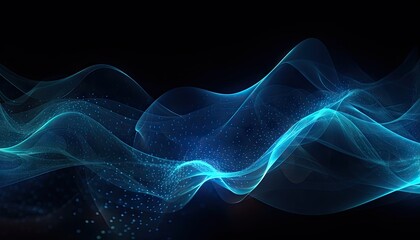 Fototapeta premium Abstract Blue Wave of Light and Energy in the Dark