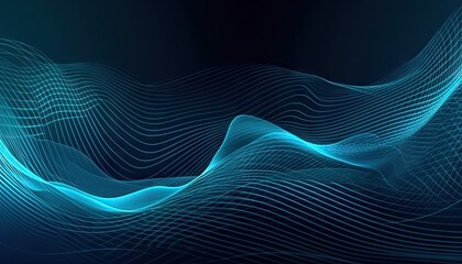 Abstract Blue Wave Pattern on Dark Background
