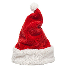 A classic red and white Santa hat with fluffy pom pom perfect for joyful holiday designs and cheerful winter themes