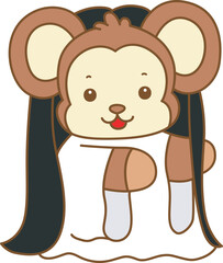 Cute Monkey Halloween vector icon. Funny baby Monkey animal series Halloween illustration.